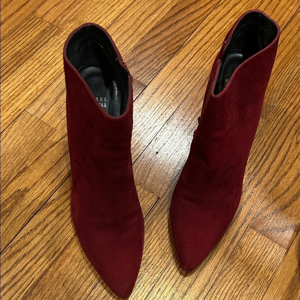 Stuart Weitzman Deep Red Ankle Booties